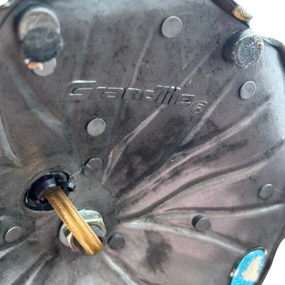 Vintage Grandite lily pad gooseneck table lamp brass frosted ruffled glass shade - Picture 8 of 9